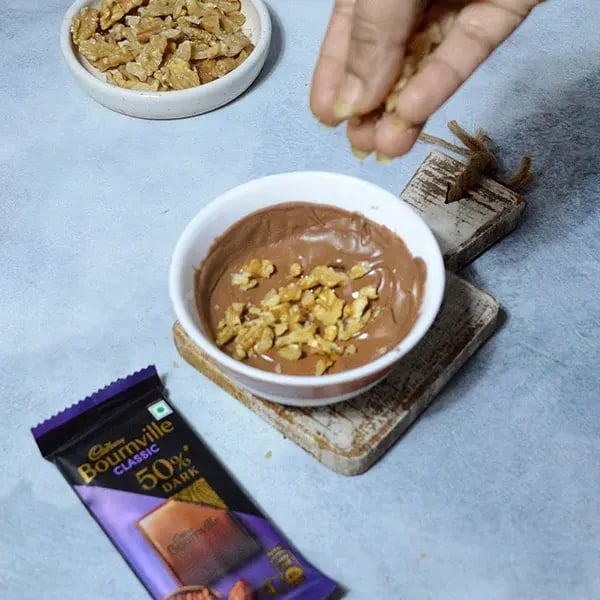 Bournville Chocolate Walnut Tart - Mix chopped walnuts