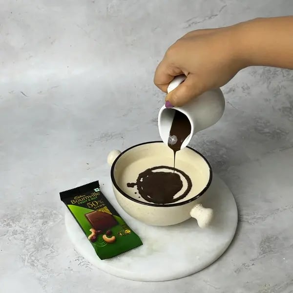 Bournville Chocolate Yogurt Bowl - Pouring Chocolate On Yogurt