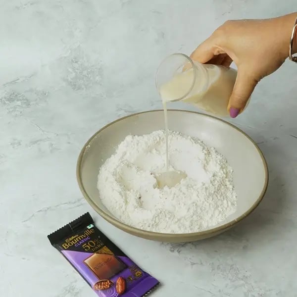 Bournville Cinnamon Lokma-Add yeast water with dry ingredients