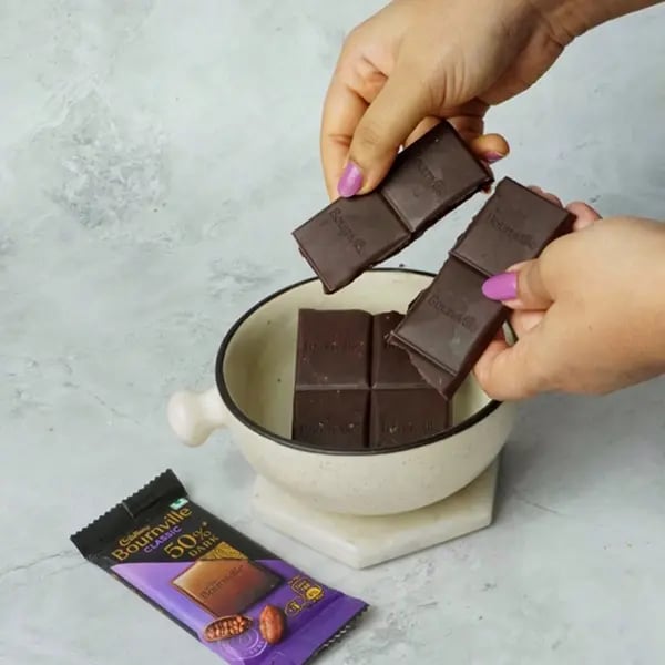 Bournville Cinnamon Lokma-Break Bournville chocolate into a bowl