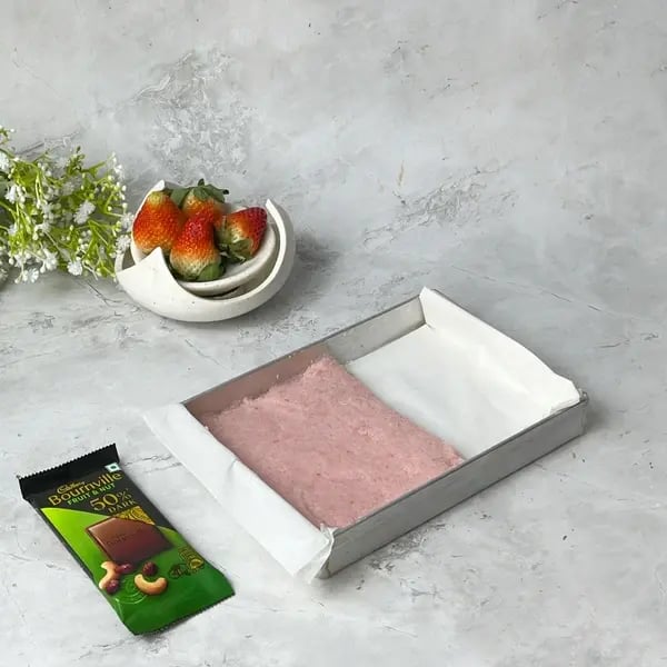 Bournville Coated Strawberry Coconut Fudge - Fudge In Tray