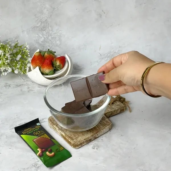 Bournville Coated Strawberry Coconut Fudge - Melting Chocolate Chunks