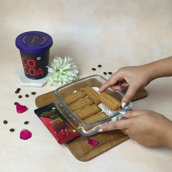 Bournville Cocoa Tiramisu Icebox Cake - Layering Biscuits