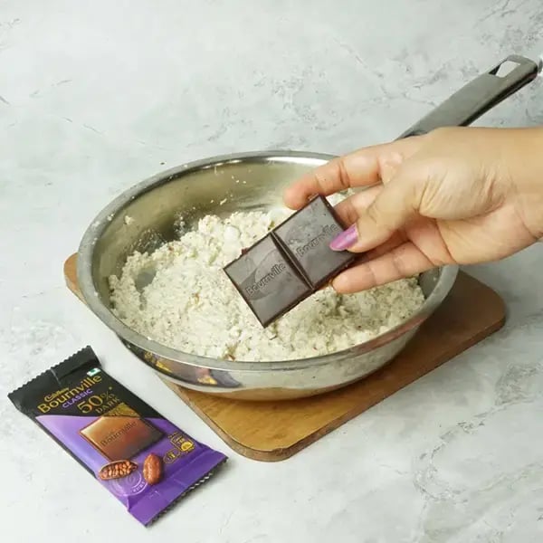 Bournville Coconut Kalakand - Add Cadbury Bournville chocolates