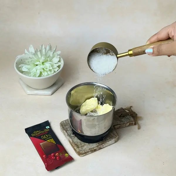 Bournville Covered Biscuit Balls - Creaming Butter And Sugar