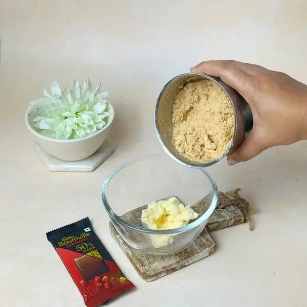 Bournville Covered Biscuit Balls - Mixing Biscuit Butter