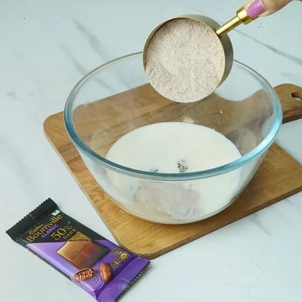 Bournville Dark Chocolate Mini Ragi Cake - Add ragi flour