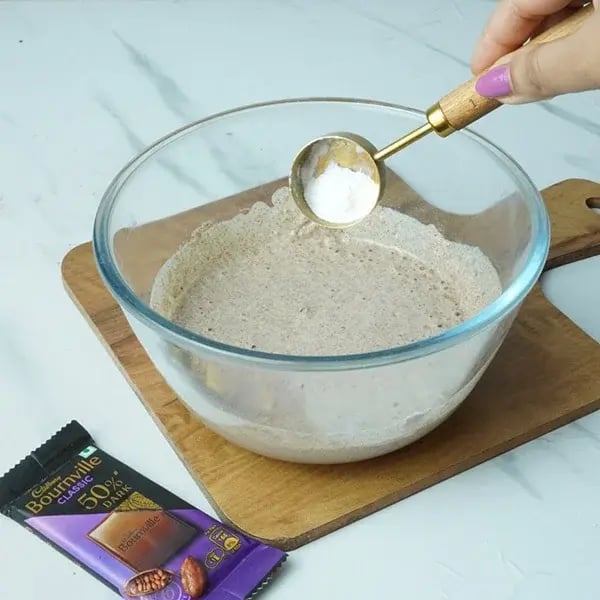 Bournville Dark Chocolate Mini Ragi Cake - Add baking powder