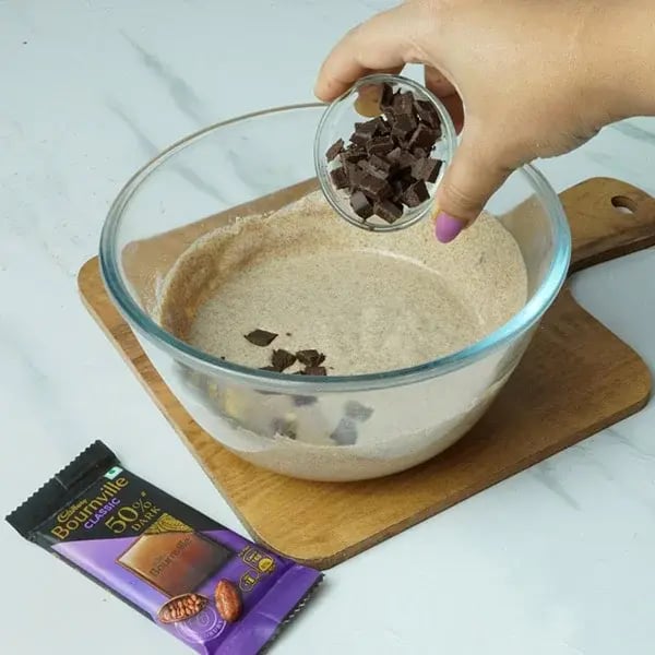 Bournville Dark Chocolate Mini Ragi Cake - Add chopped Cadbury Bournville chocolates