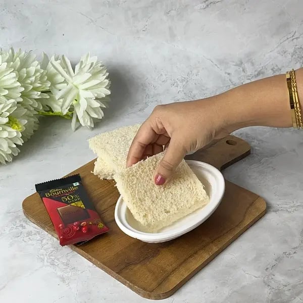 Bournville Dipped Quick Bread Donut - Dip The Bread Into