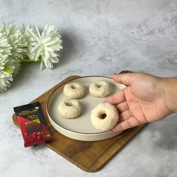 Bournville Dipped Quick Bread Donut - Shaping
