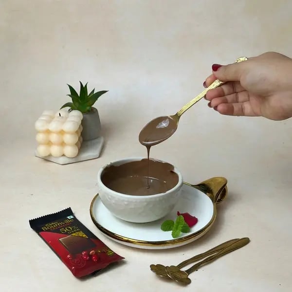Bournville Filled Chocolate Affogato - Stirring Chocolate Ganache