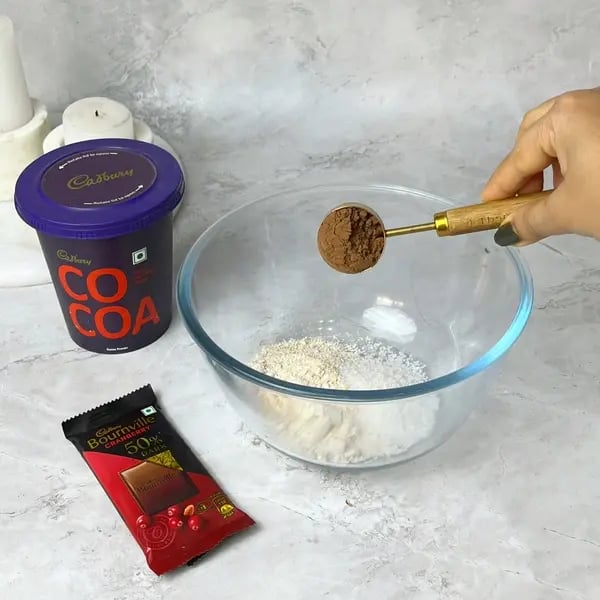 Bournville Filled Chocolate Macarons - Sifting Dry Ingredients