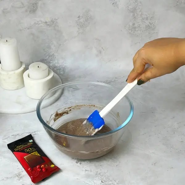 Bournville Filled Chocolate Macarons - Folding Dry Ingredients