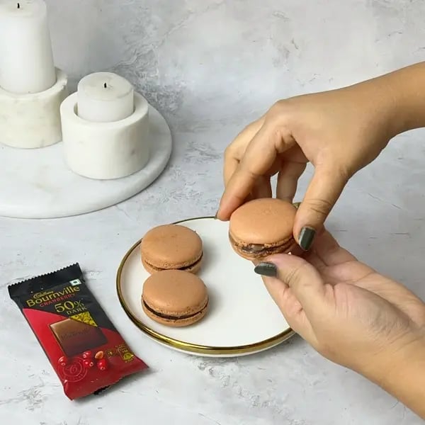 Bournville Filled Chocolate Macarons - Covered Macaron