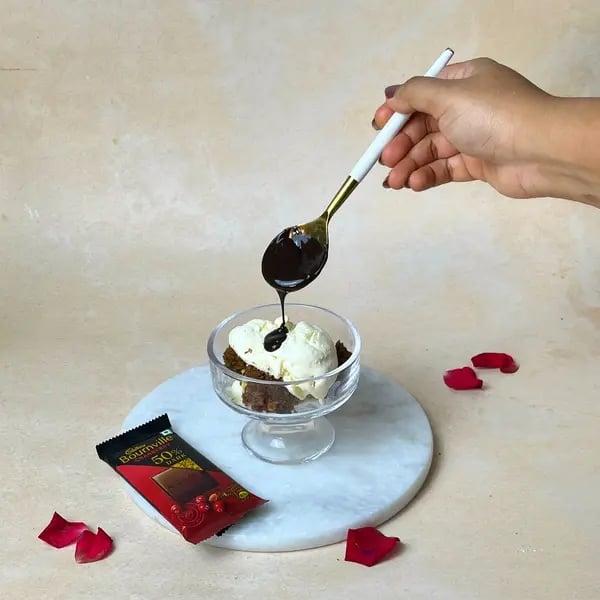 Bournville-Filled Death By Chocolate Dessert - Pouring Melted Chocolate