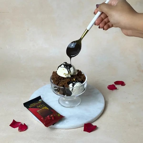 Bournville-Filled Death By Chocolate Dessert - Pouring Melted Chocolate