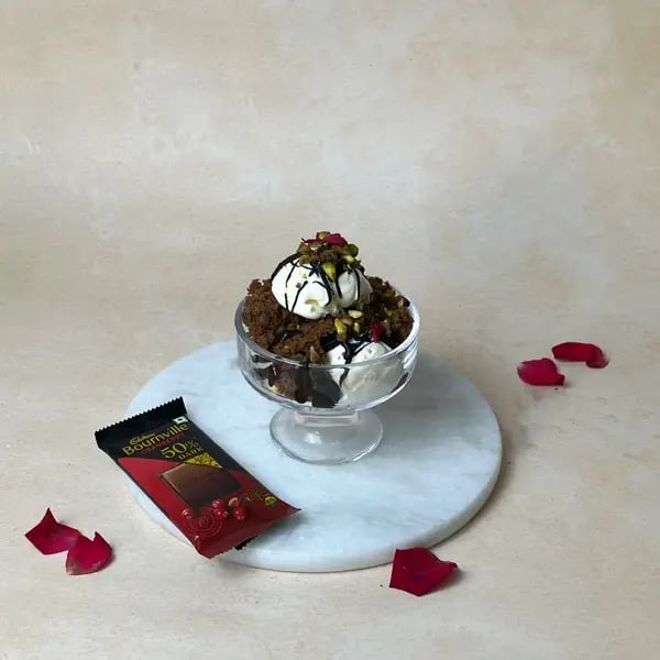 Bournville-Filled Death By Chocolate Dessert - Pistachio Garnish