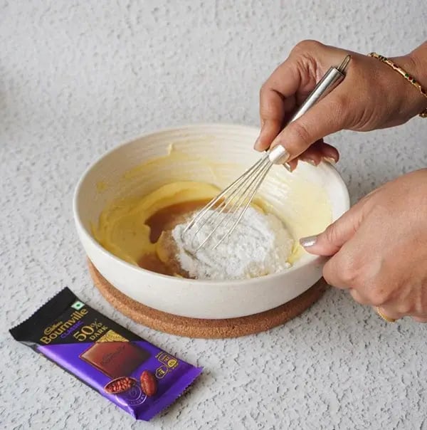 Bournville Flavored Dry Fruit Cookies - Cream the softened butter
