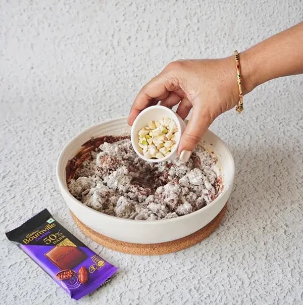 Bournville Flavored Dry Fruit Cookies - Mixed dry fruits into the dough
