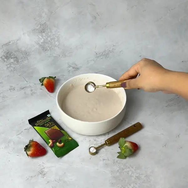 Bournville Fudgy Chocolate Steamed Cake With Strawberry - Mixing Wet Ingredients