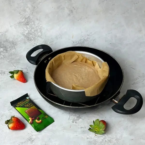 Bournville Fudgy Chocolate Steamed Cake With Strawberry - Mixing Chocolate Batter