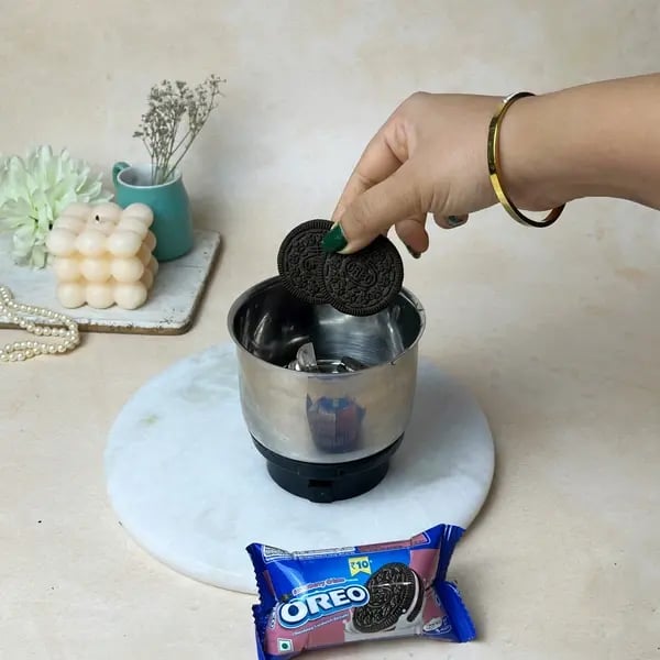 Bournville Marshmallow Oreo Crust Pie - Pulsing Oreo Crumbs