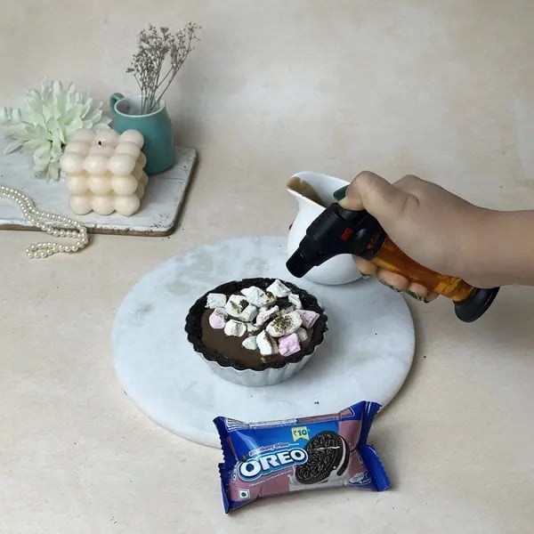 Bournville Marshmallow Oreo Crust Pie - Browned Marshmallows