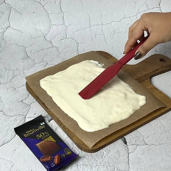 Bournville Marshmallow Yogurt Bark-Evenly spread the mixture