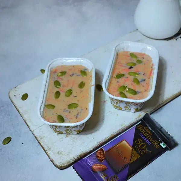 Bournville Mini Carrot Cake - Pour in cake mould