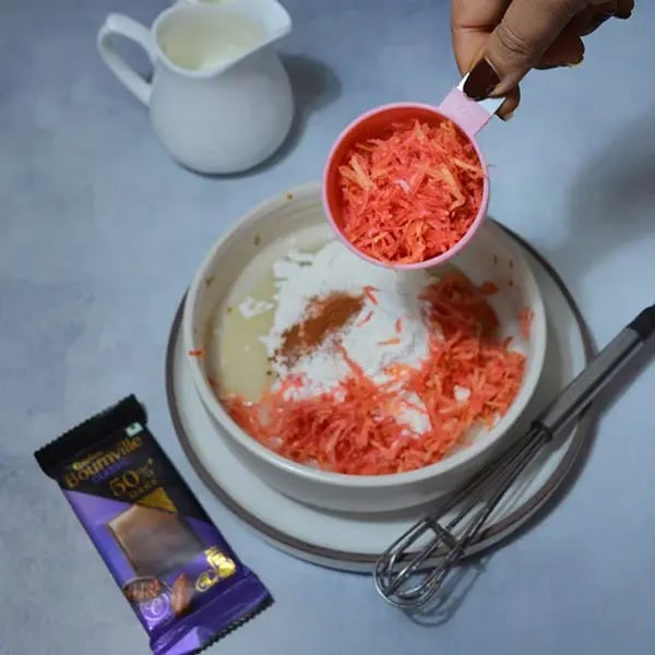 Bournville Mini Carrot Cake - Add grated carrot