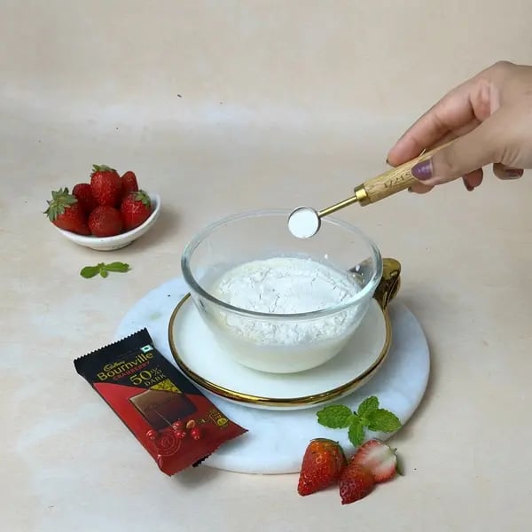 Bournville Mini Chocolate Strawberry Bundt Cake - Adding Baking Soda