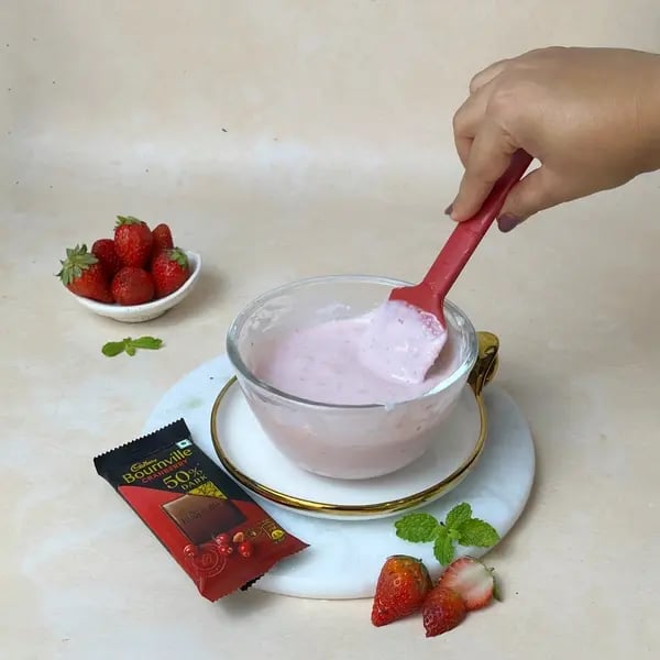 Bournville Mini Chocolate Strawberry Bundt Cake - Mixing Ingredients Bowl
