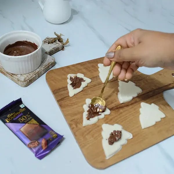 Bournville Mini Puff Christmas Tree - Add 1 teaspoon of chocolate and coffee mixture