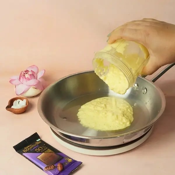 Bournville Moong Dal Halwa-Heat 4 tablespoons of ghee