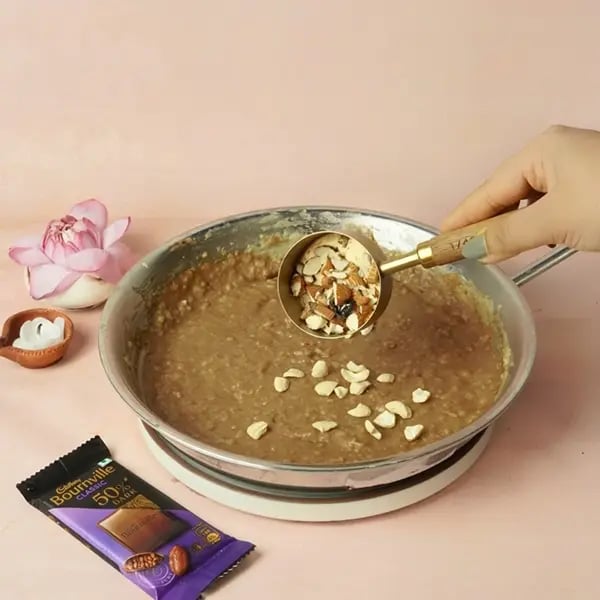 Bournville Moong Dal Halwa-Cook for another two minutes