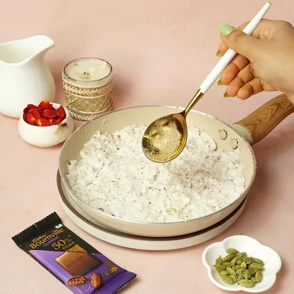 Bournville Narkel Naru for Durga Puja-Add cardamom powder for flavour