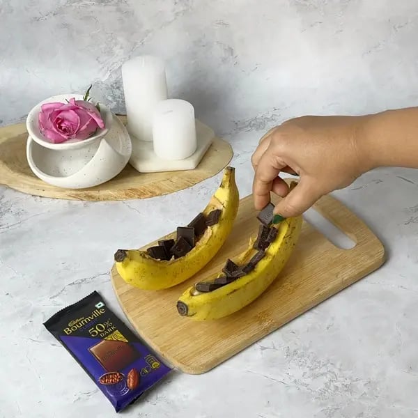 Bournville Peanut Butter Banana Boat - Chocolate Stuffed Banana