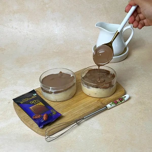 Bournville Peanut Butter Yogurt Bowl-Gently pour melted chocolate