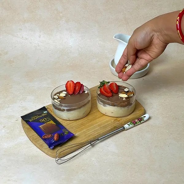 Bournville Peanut Butter Yogurt Bowl-Garnish with some chopped fruits