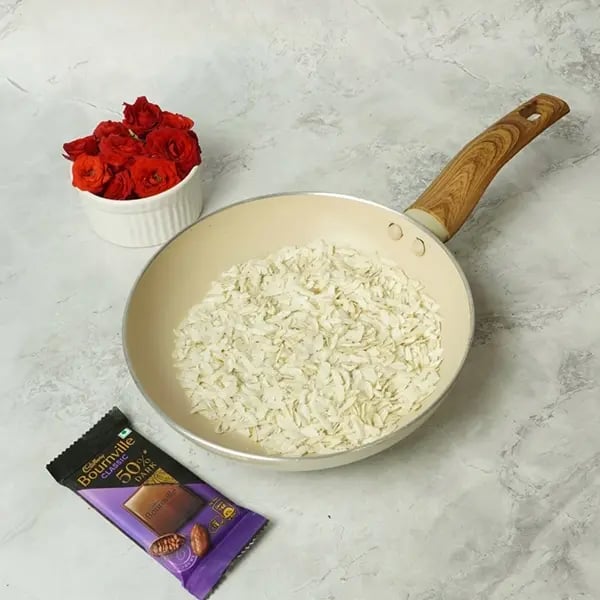 Bournville Poha Peanut Laddu for Chhath Pooja-Heat a heavy bottom pan and dry roast poha