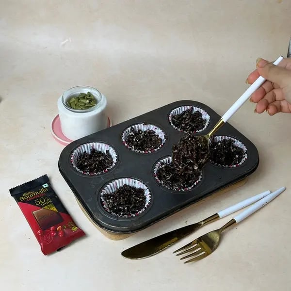 Bournville Puffed Rice Bites - Mixture In Cupcake Mould