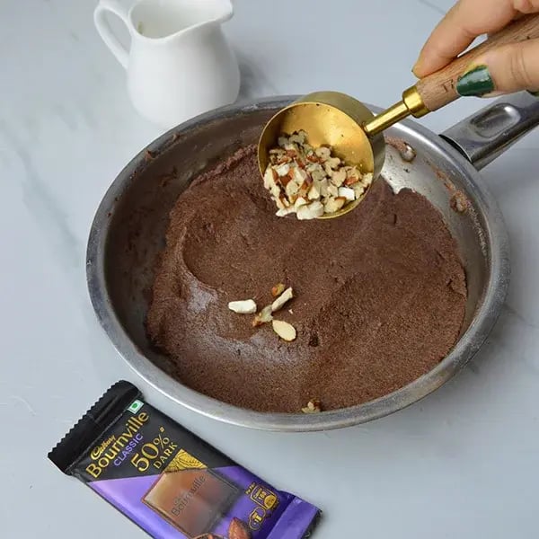 Bournville Ragi Laddoo - Adding chopped almonds