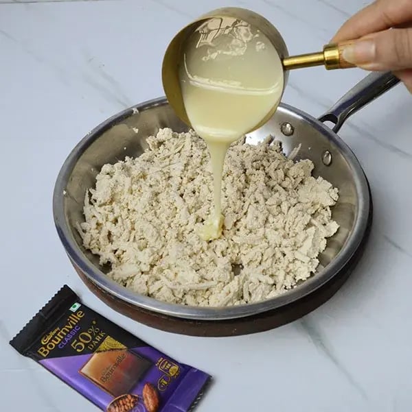 Bournville roasted almond two in one kalakand -  Add ghee