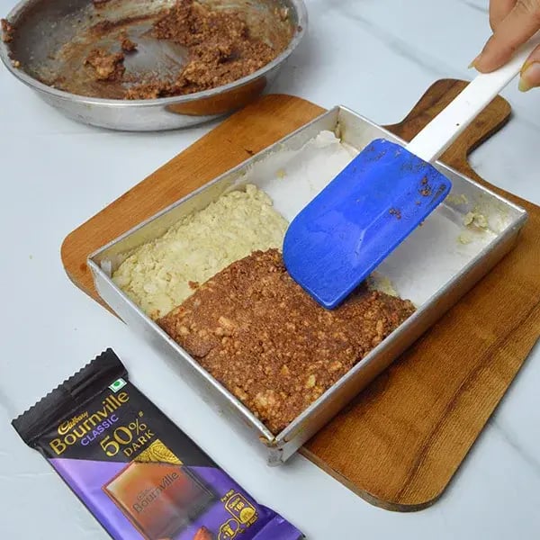 Bournville roasted almond two in one kalakand - Transfer the chocolate mixture