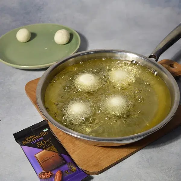 Bournville Rose Gulab Jamun - Heat the oil