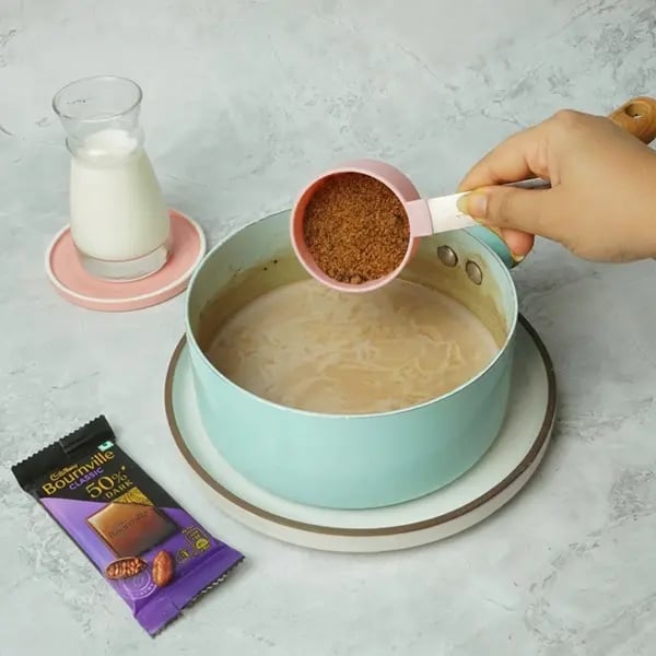 Bournville Saffron Kharwas-Once the chocolate has fully dissolved