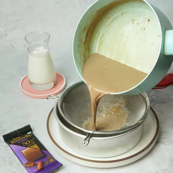 Bournville Saffron Kharwas-Strain the mixture through a fine sieve