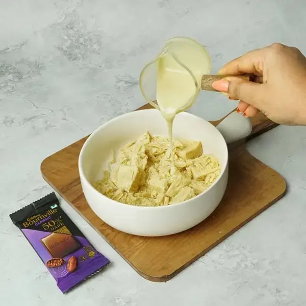 Bournville Soan Papdi Truffle - Pour condensed milk
