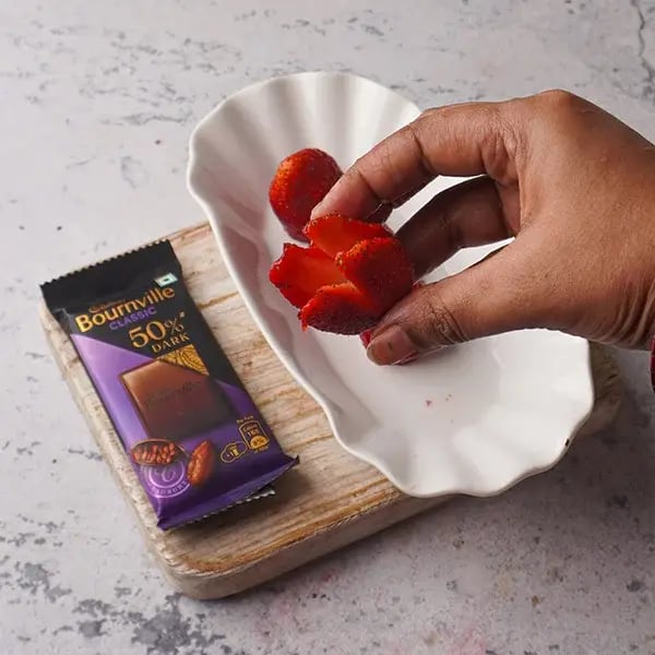 Bournville Strawberry Cheese Bite - Make perpendicular slits